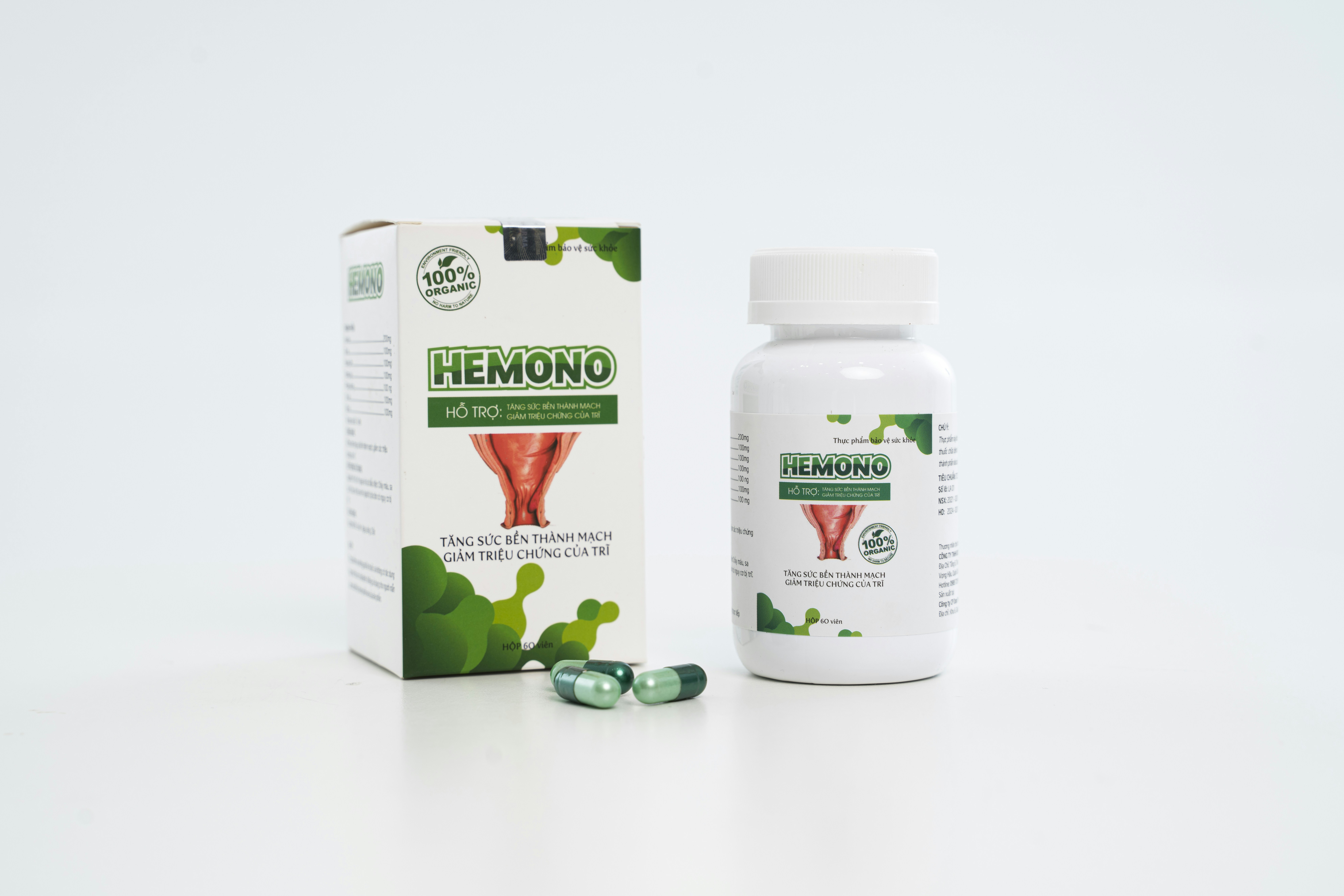 a bottle of hemonin next to a box of pills